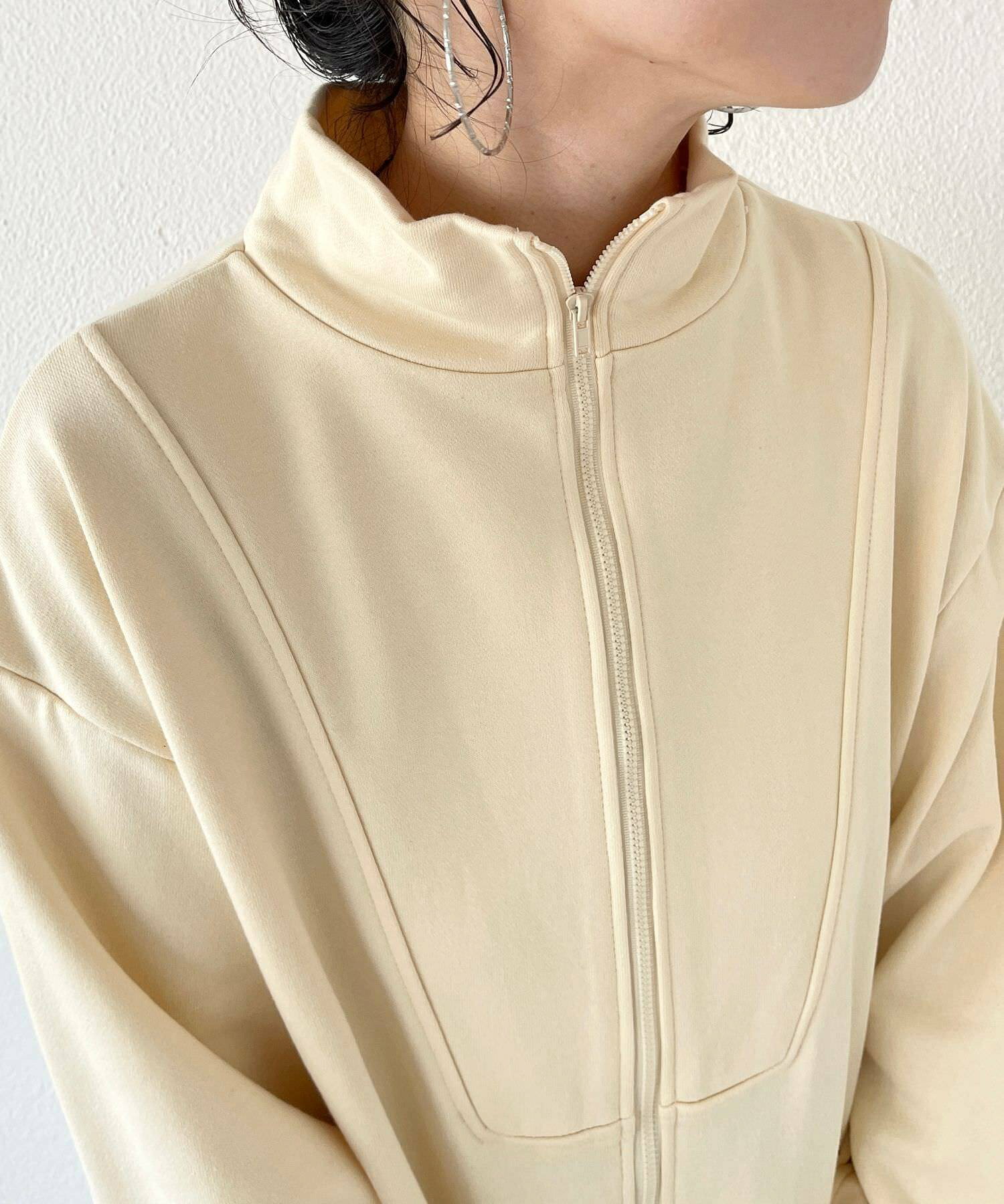 high neck half zip up sweat all in one